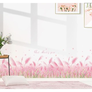 DECAL DÁN CHÂN TƯỜNG HOA CỎ LAU HỒNG