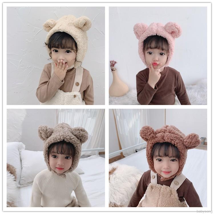 Mũ Len Tai Gấu Xinh Xắn Cho Bé
