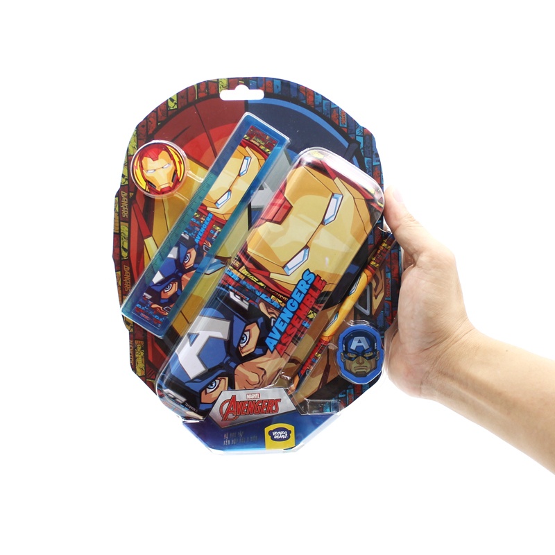Bộ Dụng Cụ Học Tập 5 Món Kèm Hộp Bút Marvel Avengers - HooHooHaHa® VPH12-1201