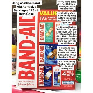 Băng cá nhân Band-Aid Adhesive Bandages 173 cái kèm Case