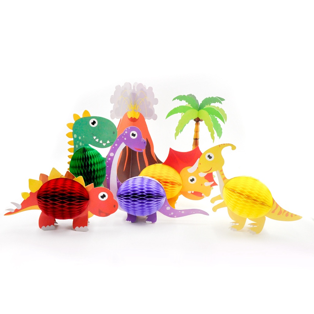 Set 7 Lồng Đèn Giấy 3d Hình Khủng Long Dễ Thương Cho Bé