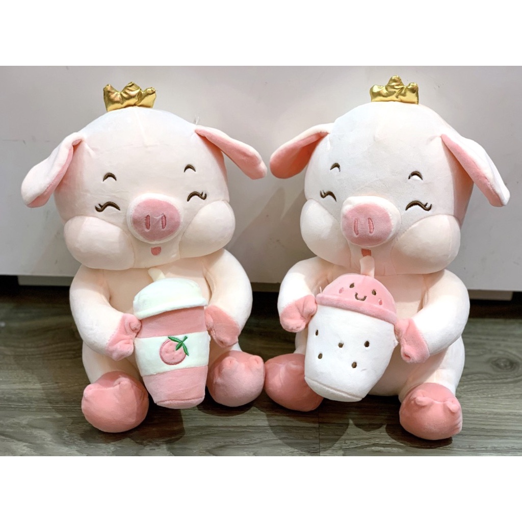 Gấu Bông Heo Ôm Trà Sữa - heo Lợn Nhồi Bông Cao Cấp Gấu Bông City