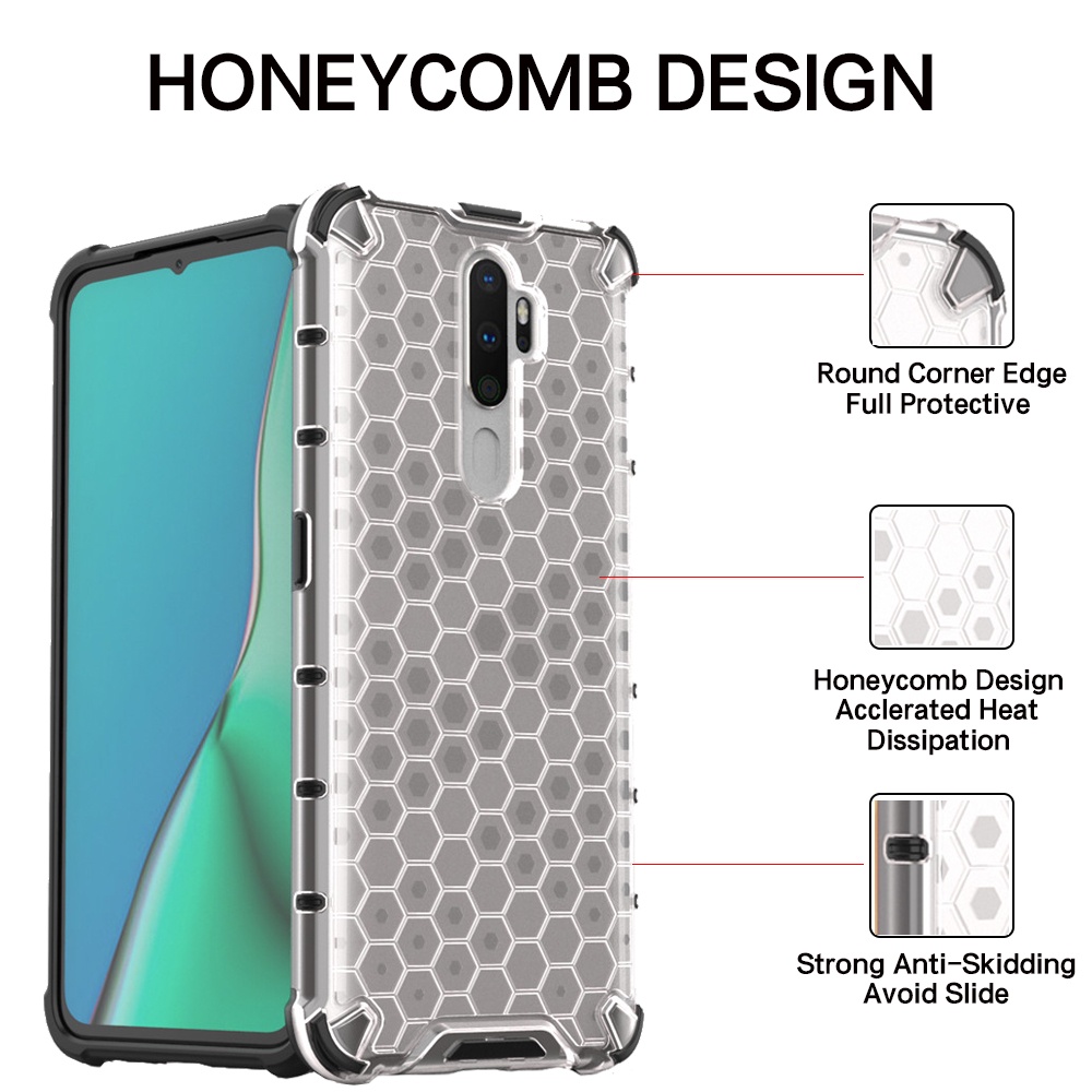 Ốp Điện Thoại Nhựa Cứng Trong Suốt Chống Sốc Họa Tiết Tổ Ong Cho OPPO A11 A11x A12 A12e A31 A53s A54 A55