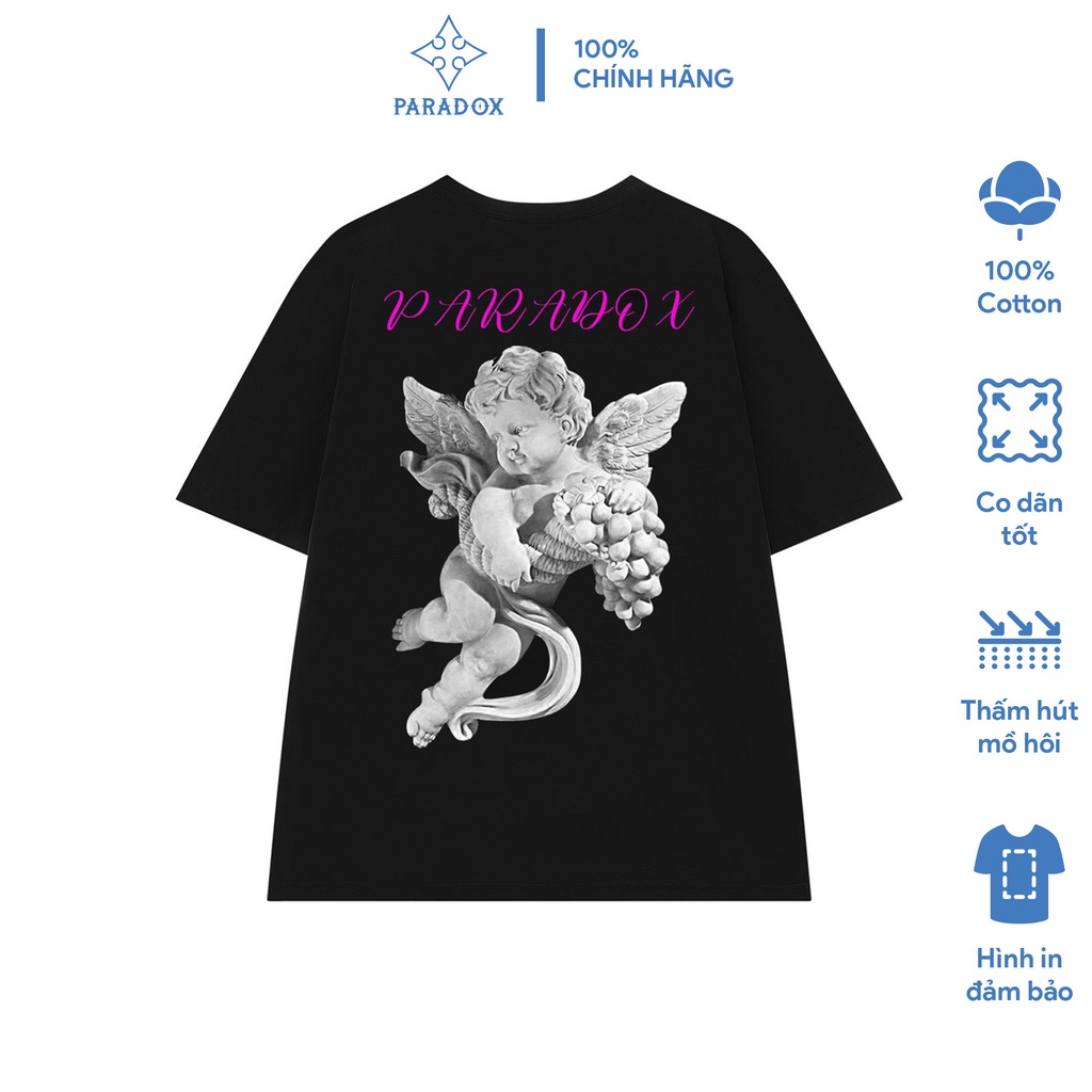 Áo thun form rộng Paradox tay lỡ - Unisex - In hình - FROLIC - Màu đen