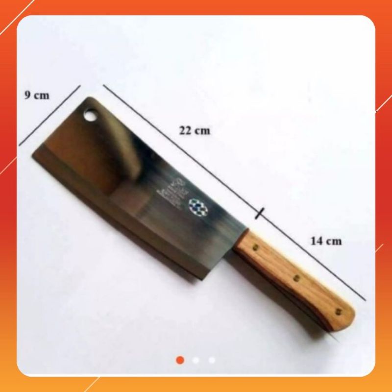 Dao chặt xương, gà INOX tay cầm cán gỗ bản lớn dài 35cm King Fish