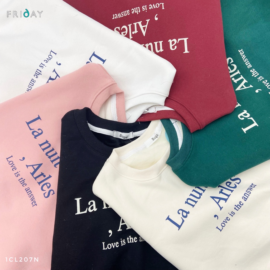 Áo nỉ cho nữ cổ tròn dài tay chất nỉ dày chữ Arles mã 1CL207N Friday | BigBuy360 - bigbuy360.vn