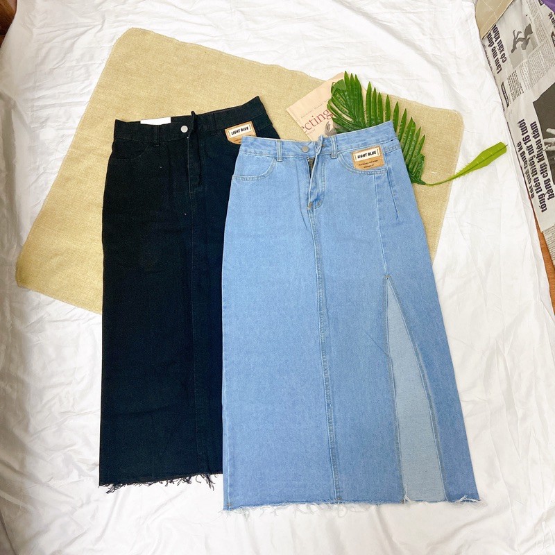 [Có sẵn+ảnh thật] Chân váy xẻ tà jean đính tag  mẫu summer 2021 | BigBuy360 - bigbuy360.vn