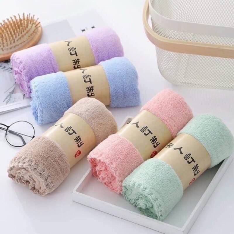 [Khăn mặt đa màu] Set 2 Khăn Mặt Lông Cừu Xuất Hàn Siêu Mềm Mịn