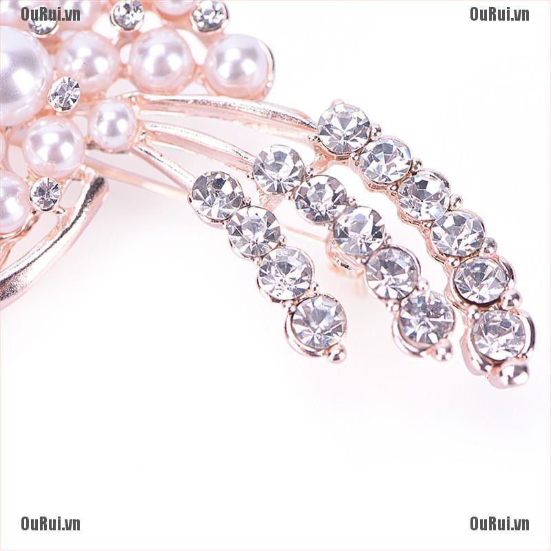 (FCC) Trâm Cài Áo Sơ Mi Cotton Đính Đá Và Ngọc Trai Giả Phong Cách vintage