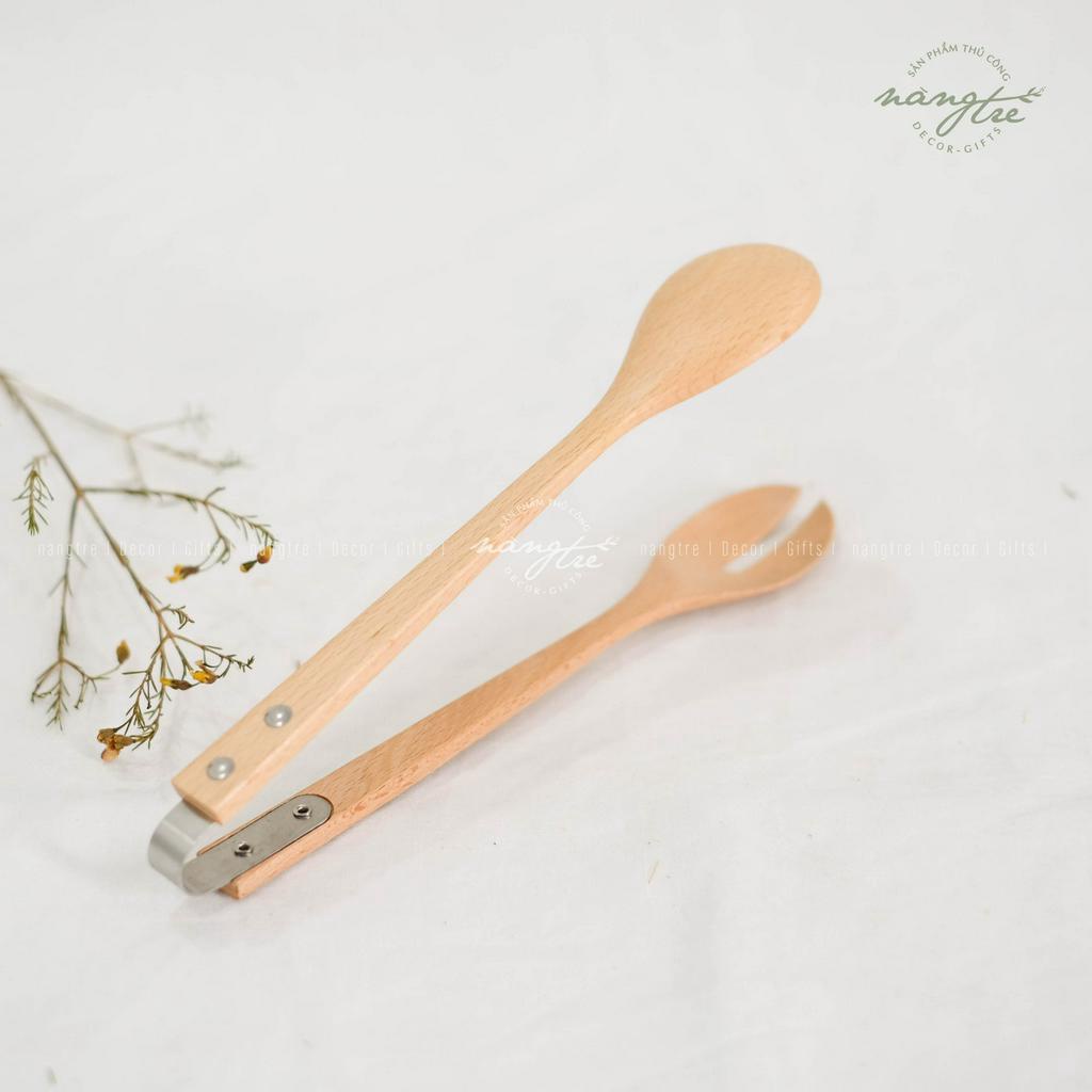 Kẹp gỗ gắp thức ăn, Trộn salad, kẹp gắp nước đá tiện dụng