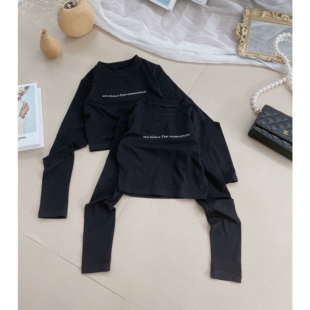 Áo croptop thêu chữ trắng KÈM ẢNH THẬT  BAO KIỂM ❌