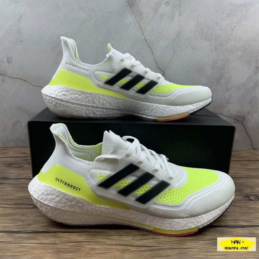 (FULLBOX) Giày thể thao Ultra Boost 2021 White Solar Yellow xanh nổi bật, thể hiện cá tính, độn đế siêu êm đẹp