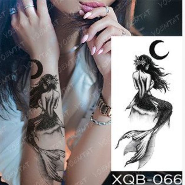 Hình xăm nàng tiên cá size vừa xqb066. Boss tatoo - xăm dán tạm thời