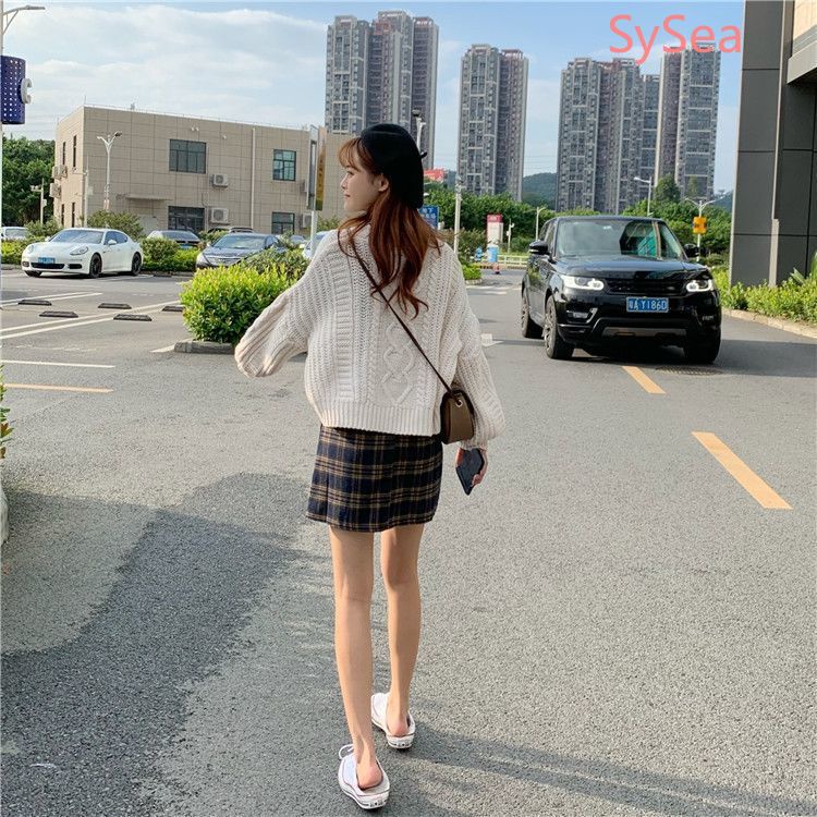 Áo sweater dệt kim tay dài dáng rộng phong cách retro Hàn Quốc thời trang mùa thu cho nữ