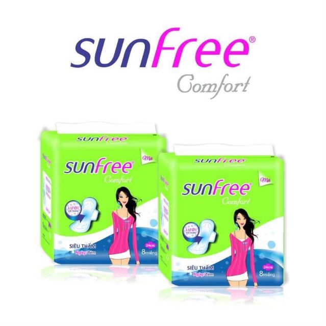 Lốc 8 gói băng vệ sinh Sunfree (1 bịch/8 miếng)