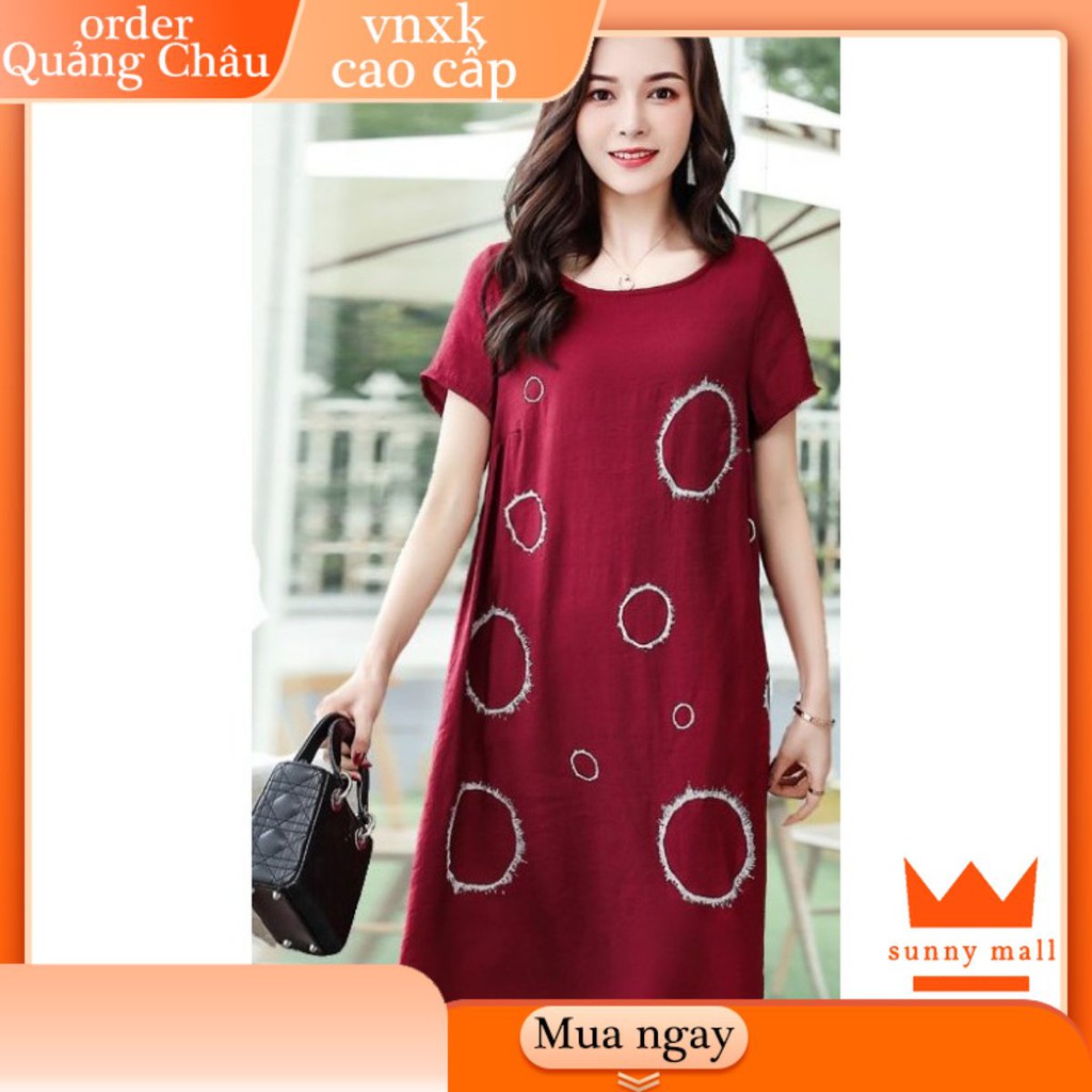 Váy Đầm Suông Quảng Châu Chữ A Vải Đũi bigsize tặng mẹ rẻ đẹp đầm xinh giá tốt