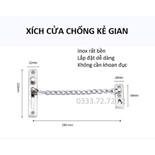 Chốt Xích An toàn chống đẩy cửa, xích cửa chống kẻ gian đột nhập, lắp cửa gỗ, cửa nhôm, đảm bảo an toàn cho gia đình