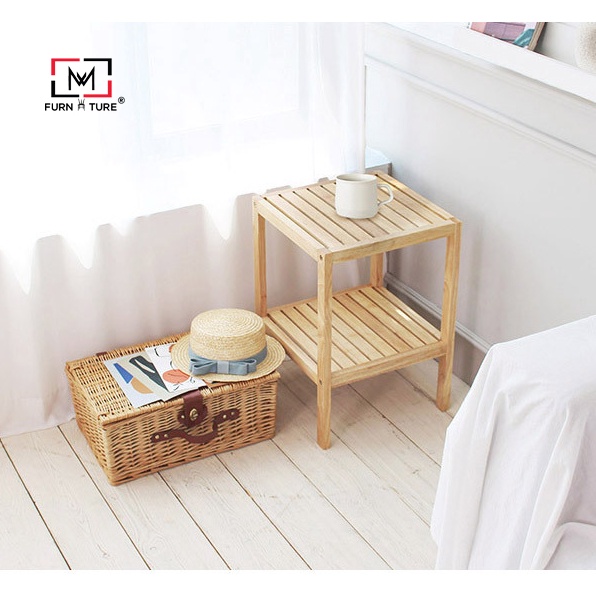 Kệ gỗ trang trí đa năng hình vuông 2 tầng 35x35x50 -MW FURNITURE- Nội thất trang trí