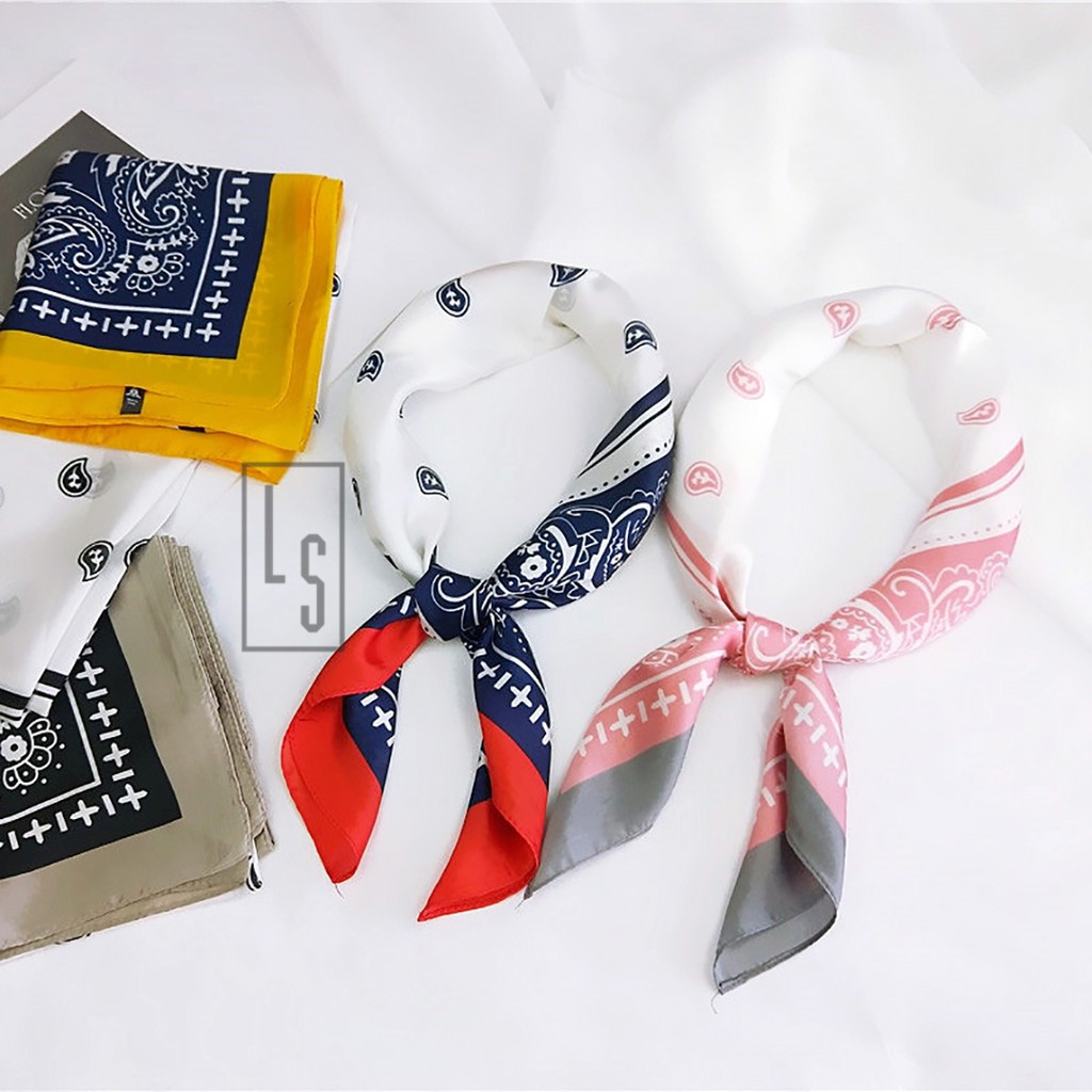 Khăn Bandana Lụa Phối Màu Cao Cấp - Bandana Lụa Cao Cấp 70x70cm