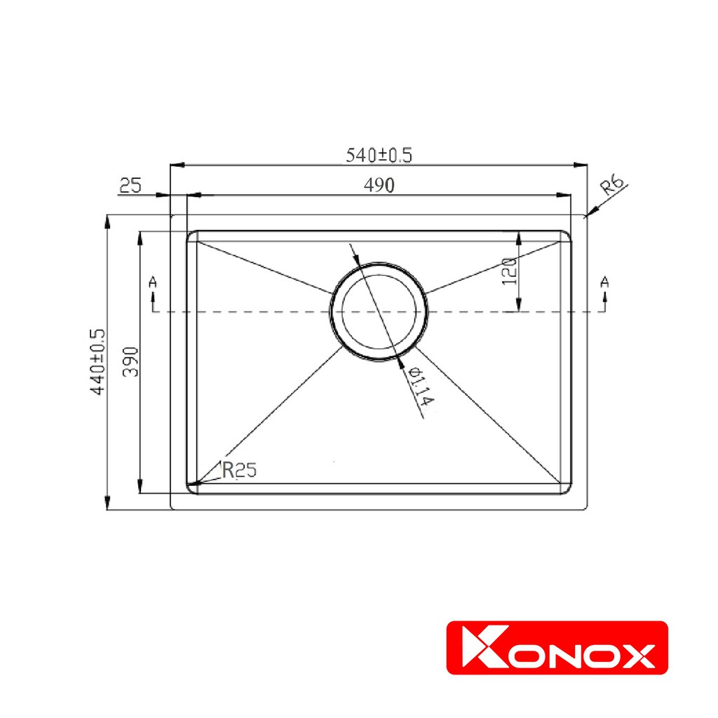 Chậu rửa bát đơn KONOX Undermount Series KN5444SU, inox 304AISI, full set gồm Siphon+Giá úp bát inox