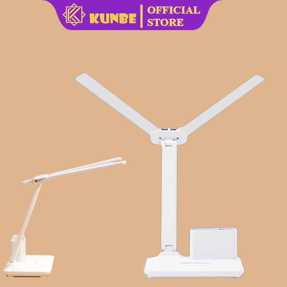 Đèn LED Để Bàn Học Bàn Làm Việc KUNBE, Thiết Kế Sáng Tạo Với 2 Thanh Led Rời Kèm Hộc Đựng Bút Tiện Lợi