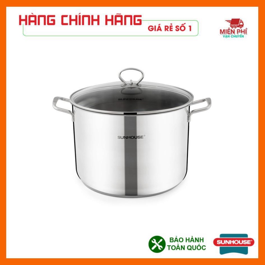 Nồi luộc gà inox 3 đáy Sunhouse SH28LG, nồi luộc gà bếp từ Sunhouse 28cm.