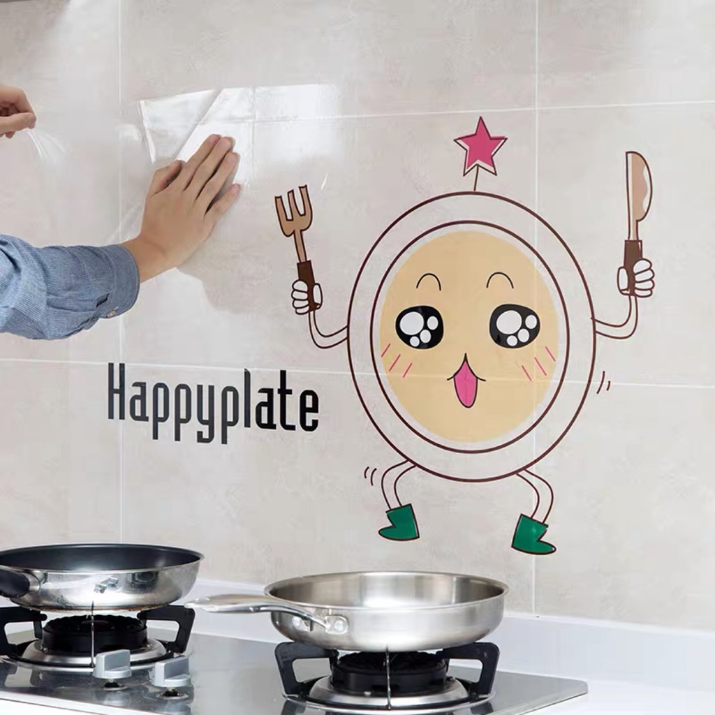 Miếng Dán Tường Trong Suốt Chịu Nhiệt Cao 60 * 90cm Chống Dầu Mỡ Cho Nhà Bếp