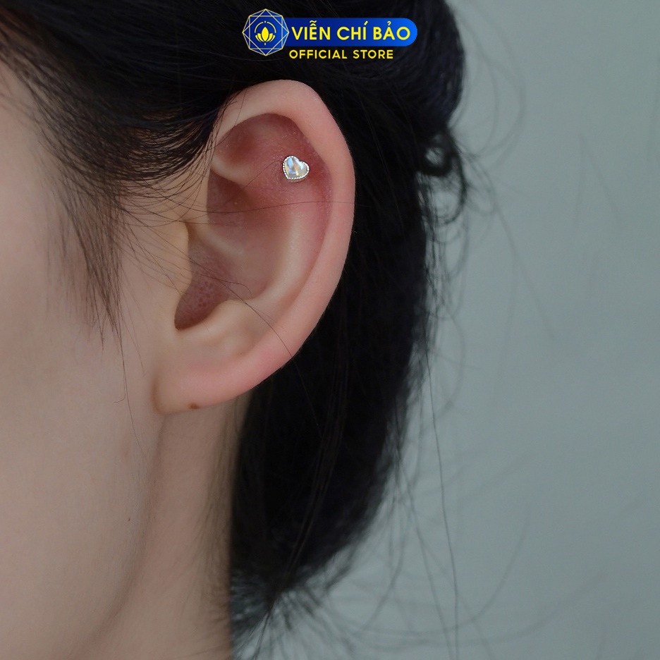 Bông tai bạc nữ trái tim chất liệu bạc 925 thời trang phụ kiện trang sức nữ Viễn Chí Bảo B400266