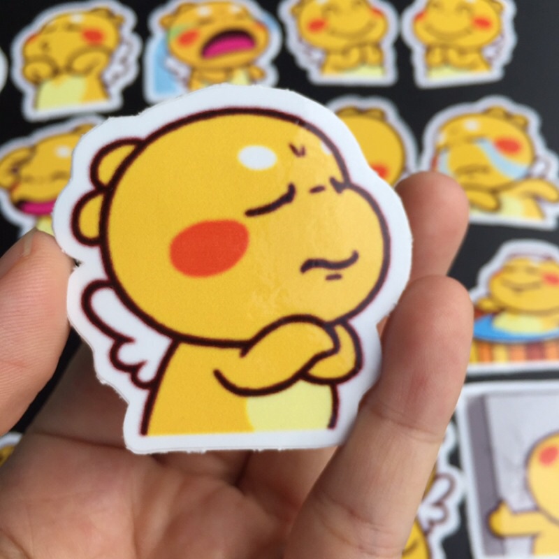 Bộ 20 Sticker emoji khủng long cute. Hình dán chống nước, trang trí xe, điện thoại, laptop.
