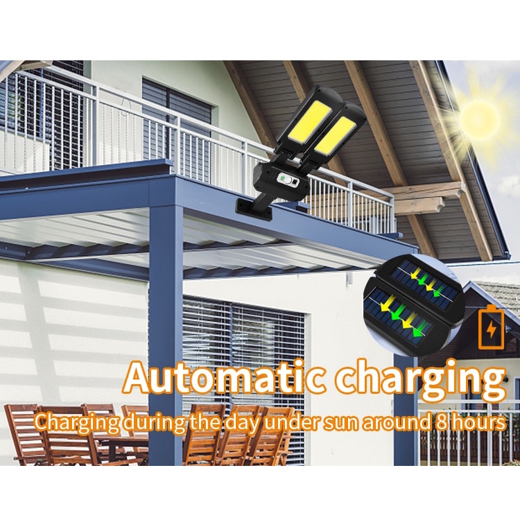 Đèn Năng Lượng Mặt Trời 200Cob 800 Lumens 4 Chế Độ Chống Nước Kèm Remote Điều Khiển Cảm Biến Chuyển Động PIR