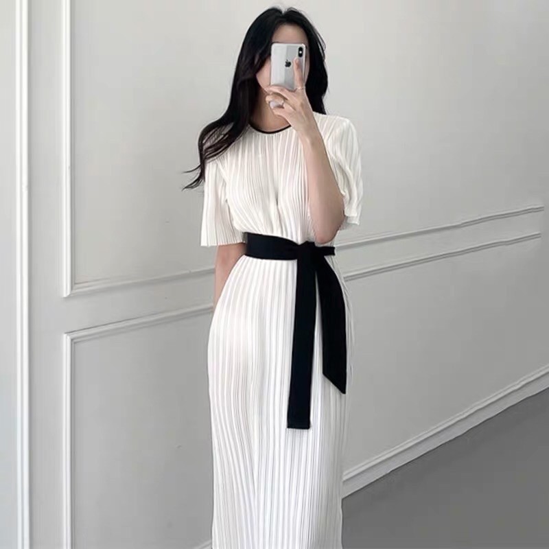 Váy dáng dài,váy dập ly,váy basic nữ tôn dáng,chất dày không bị lộ