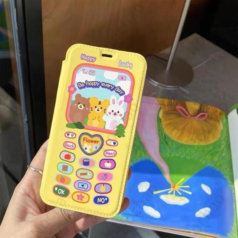 Bao Da Điện Thoại Nắp Lật Chống Sốc Hình Ba Chú Gấu Cho iPhone13 13promax 11 / 12pro XR