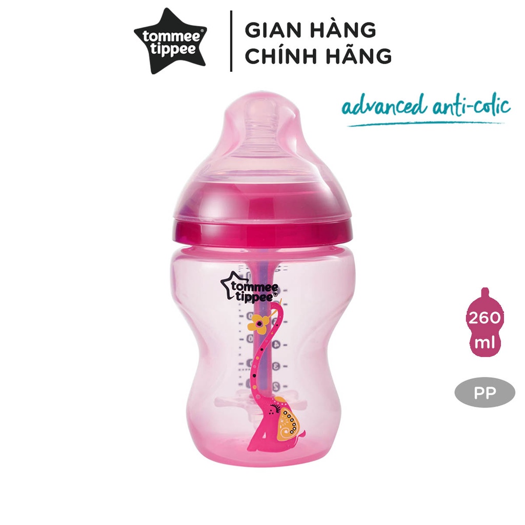 Bình sữa chống đầy hơi Tommee Tippee Advanced Anti-Colic 260ml (bình đơn) - Hồng