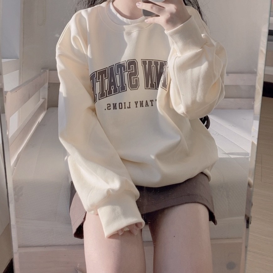 áo sweater nữ nhập khẩu chính hãng tại Hàn Quốc dáng Unisex tay dài form rộng in chữ penn siêu đẹp | BigBuy360 - bigbuy360.vn