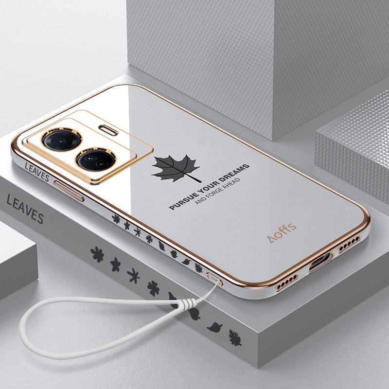 Ốp Điện Thoại Silicon Cao Su Hình Lá Phong 6D Cho Vivo Y77 5G Y21 Y33S Y21S Y16 Y35 Y22S Y22 Y02S Y95 Y75 Y15S T1