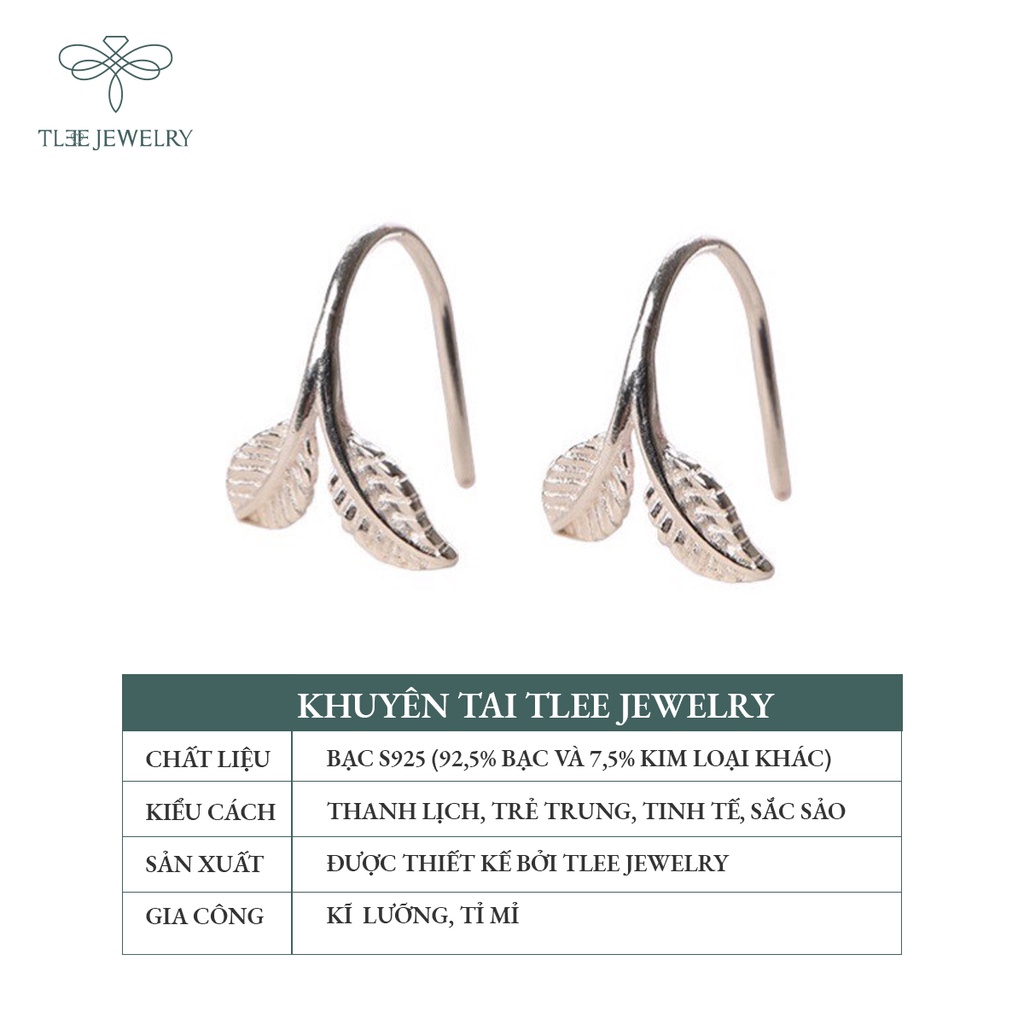 Khuyên tai bạc nữ TLEE lá ổi cá tính đơn giản NCJ B0163