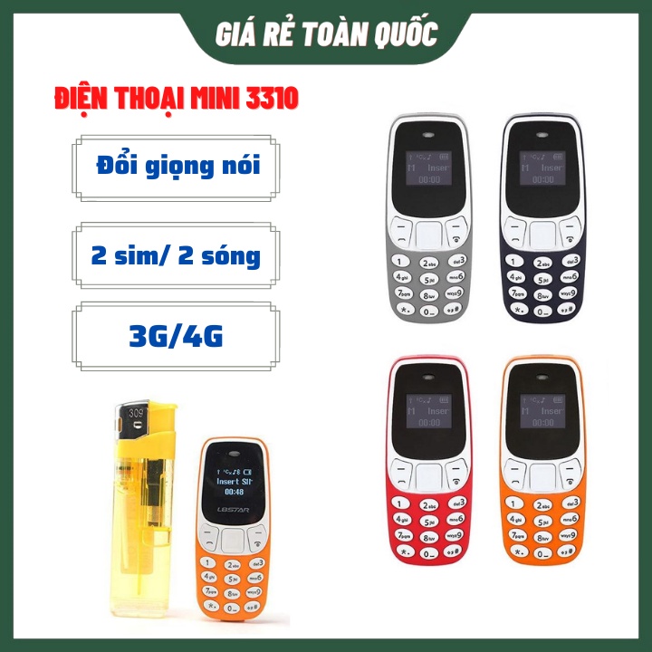Điện Thoại mini 2 sim 2 sóng 5 màu- Độc Lạ Hot - 2 Sim Thay Đổi Giọng Nói - Hỗ Trợ Thẻ Nhớ Lên Tới 32GB