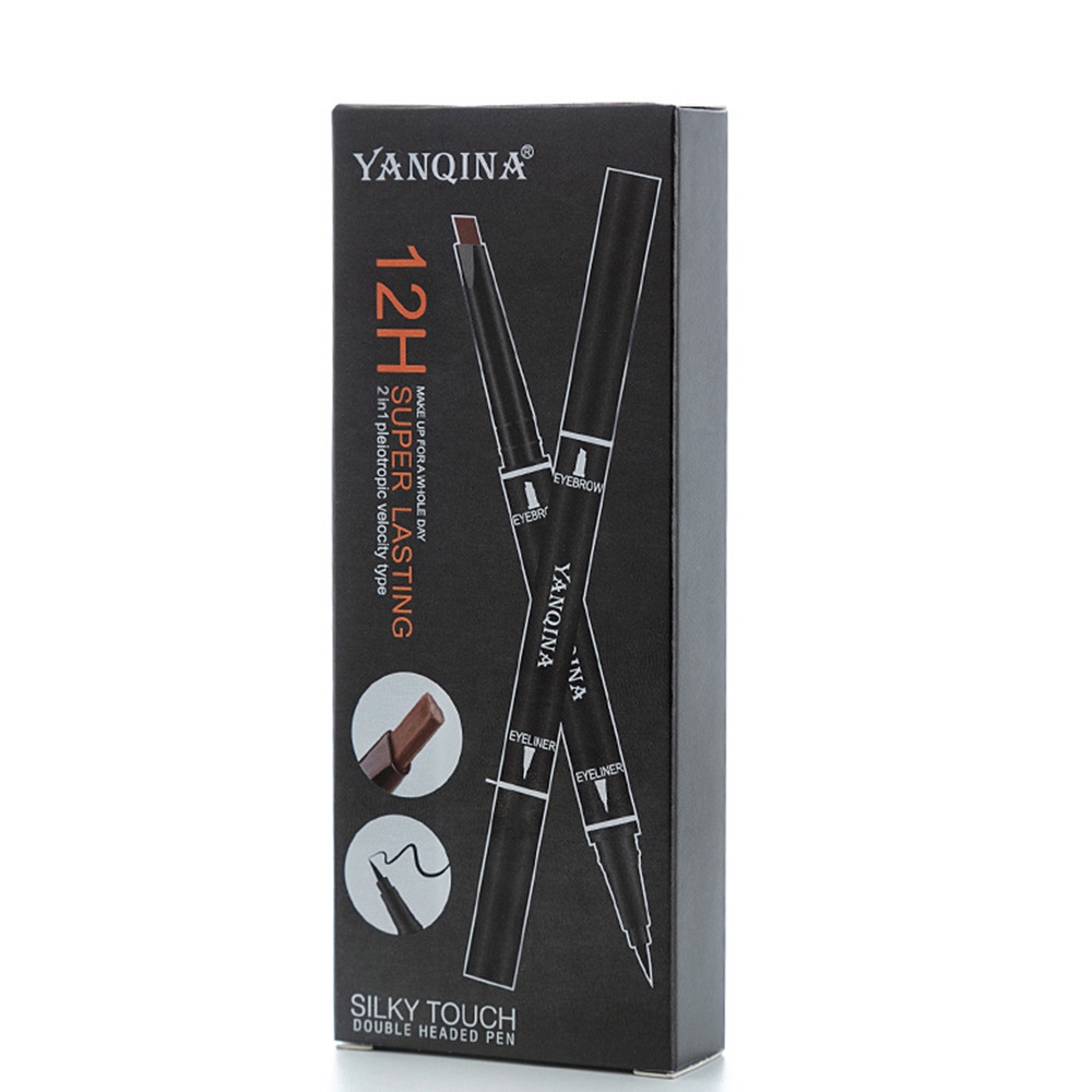 YANQINA Double-headed Auto-rotating Five-color Eyebrow Pencil Cool Black Eyeliner Long-lasting Waterproof Non-blooming