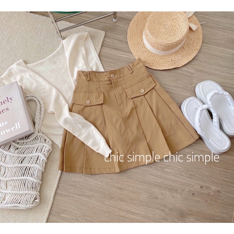 Chân váy kaki nữ kiểu túi trước dày dặn lên form xinh