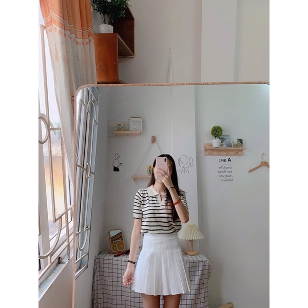 [Ảnh thật/Video]Áo len thu đông họa tiết  kẻ sọc Áo len croptop phong cách Hàn Quốc | BigBuy360 - bigbuy360.vn