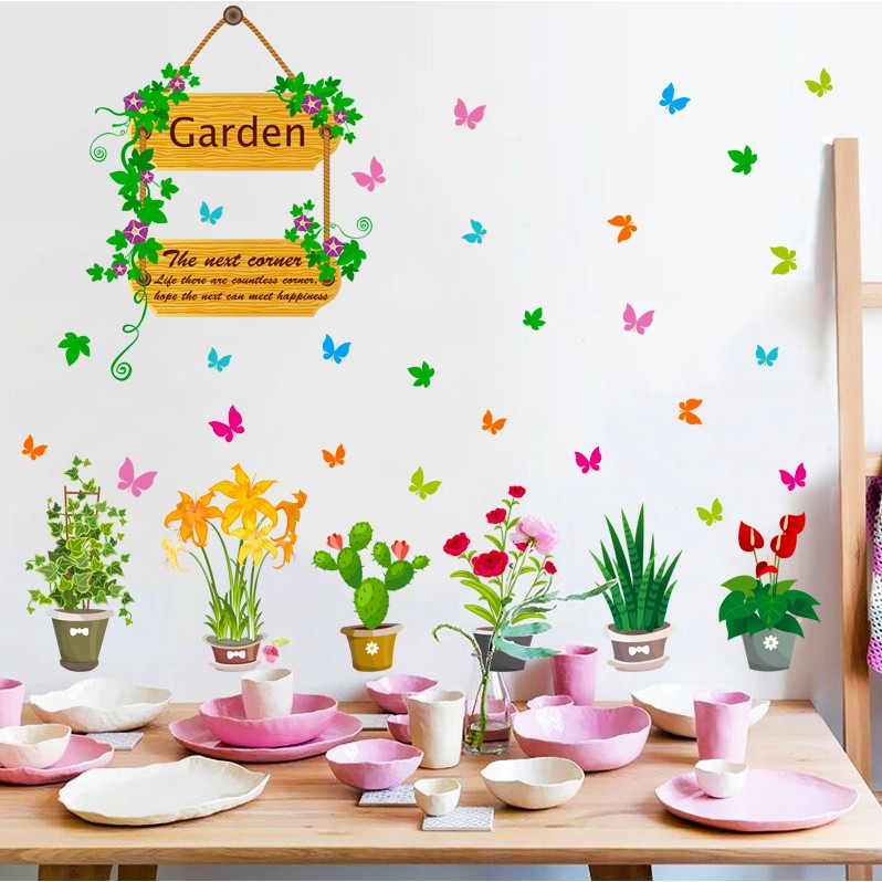 Tranh Dán Tường 3d Phòng Khách - Decal Dán Tường Phòng Khách - Trang trí 23 hoa treo