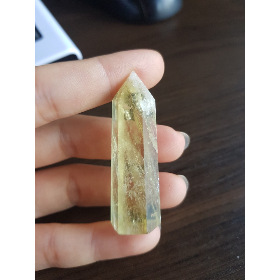 Trụ đá Citrine thach anh Vàng  may mắn, là trụ đá thanh tẩy trong Tarot, Reiki, thiền định, phong thủy