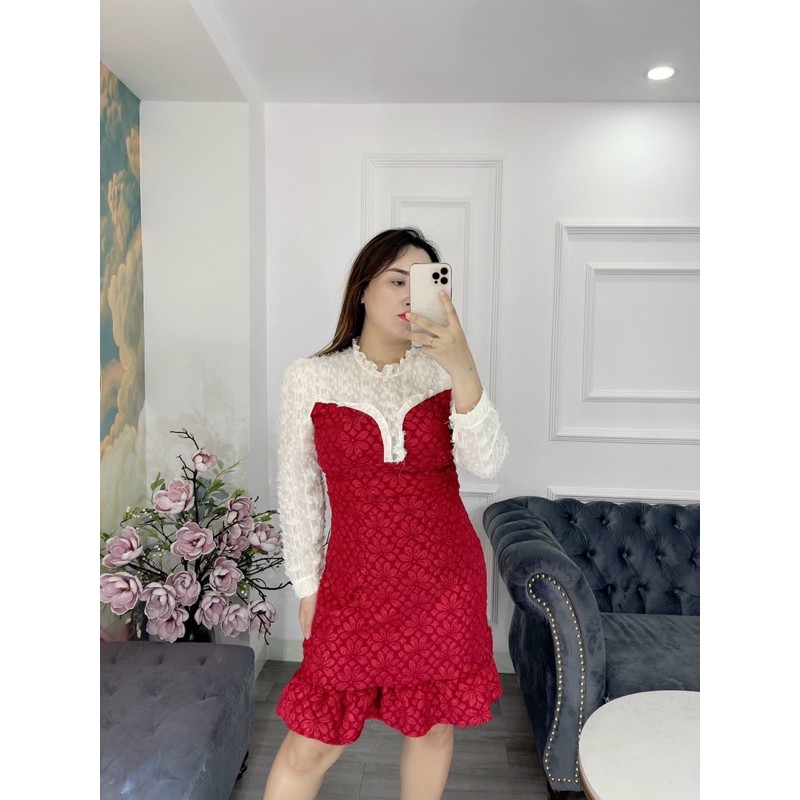 BIGSIZE Đầm tafta phối D649