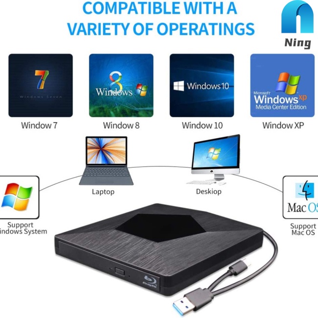 Đầu Ghi DVD/CD Usb 3.0 Type-C Cho Máy Tính Để Bàn Notebook