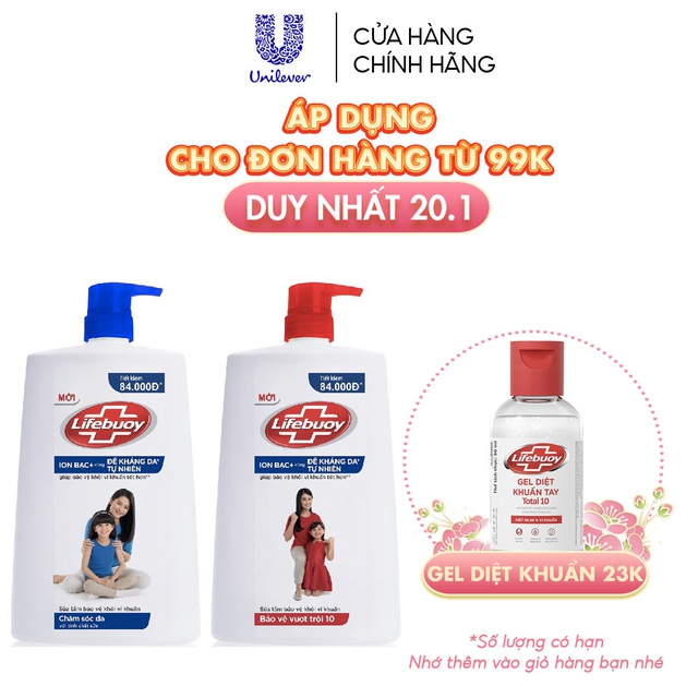 Sữa Tắm Lifebuoy Sạch Khuẩn Khỏi 99.9% Vi Khuẩn Gây Bệnh Với Ion Bạc+ Hỗ Trợ Đề Kháng Da Tự Nhiên 1100G
