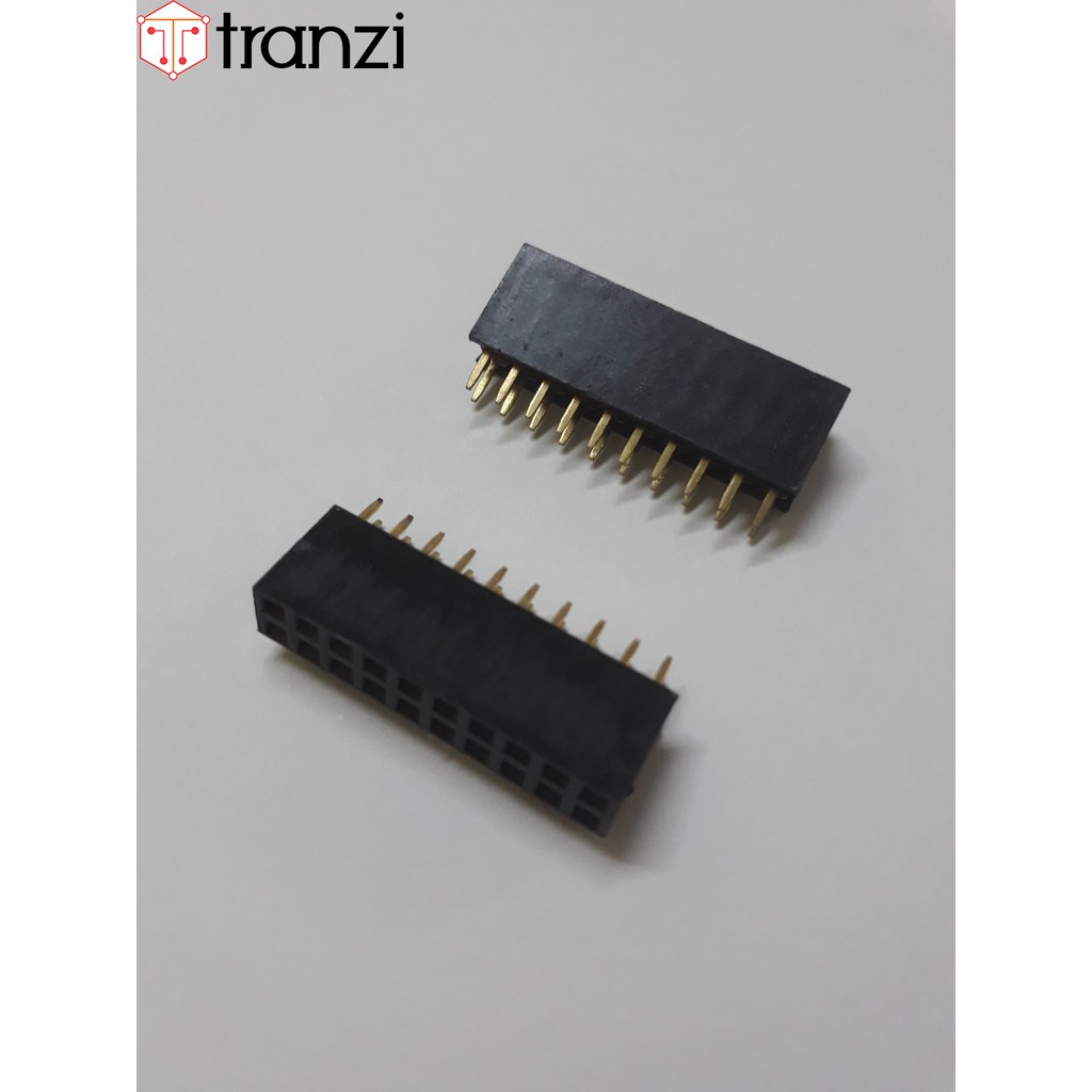 Giăm cắm 2.54mm đôi cái thẳng 2x10P 8.5mm đen - túi 5 cái