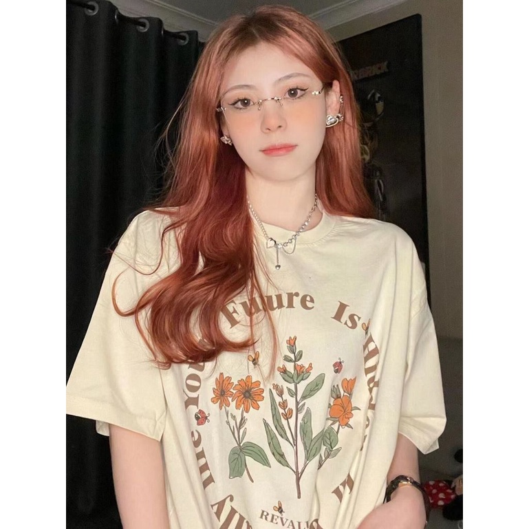 Áo thun Pure Cube tay ngắn in họa tiết dễ phối đồ thời trang xuân hè phong cách Hàn Quốc cho nữ