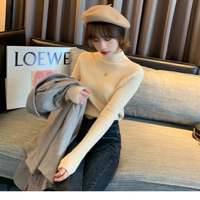 Áo len cổ lọ 3phân tay dài chất tăm bigsize 60-80kg | BigBuy360 - bigbuy360.vn