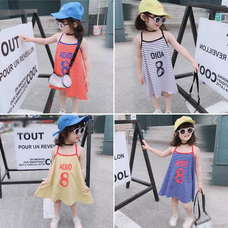 Đầm hai dây mềm mại thời trang mùa hè dành cho bé gái 1-3 - 6 tuổi
