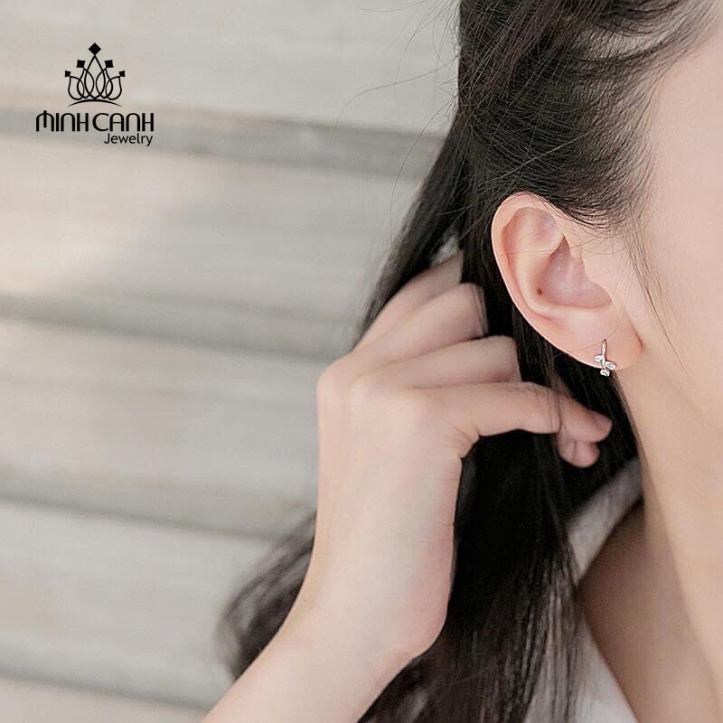 Khuyên Tai Bạc Lá Trơn Móc Treo - Minh Canh Jewelry